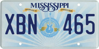 MS license plate XBN465