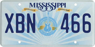 MS license plate XBN466