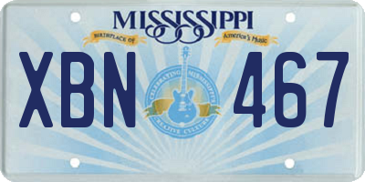 MS license plate XBN467