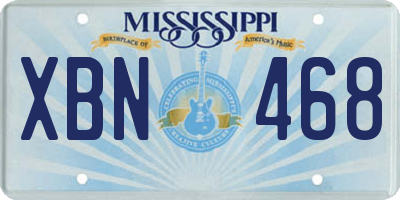 MS license plate XBN468