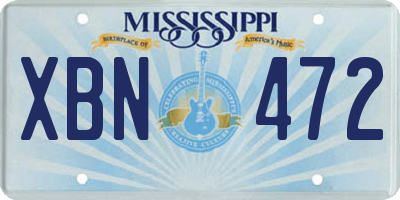 MS license plate XBN472