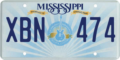 MS license plate XBN474