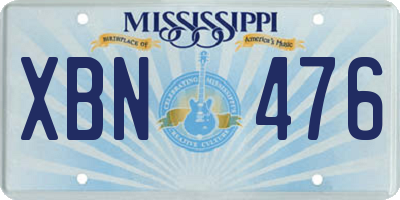MS license plate XBN476
