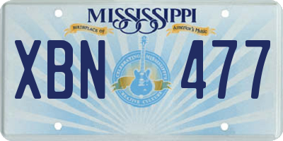 MS license plate XBN477