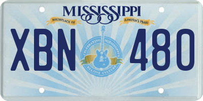 MS license plate XBN480