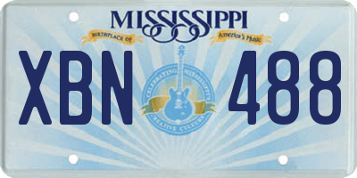 MS license plate XBN488