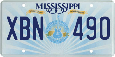 MS license plate XBN490