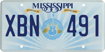 MS license plate XBN491