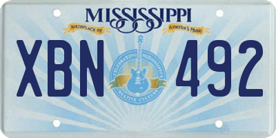 MS license plate XBN492