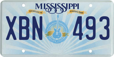 MS license plate XBN493