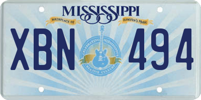 MS license plate XBN494