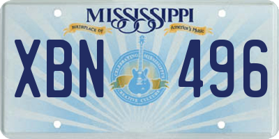 MS license plate XBN496