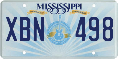 MS license plate XBN498