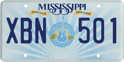 MS license plate XBN501