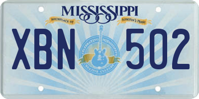 MS license plate XBN502