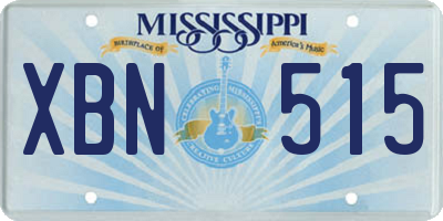 MS license plate XBN515
