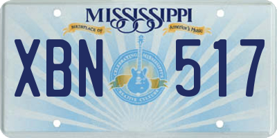 MS license plate XBN517
