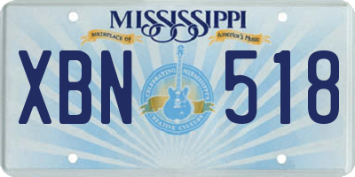 MS license plate XBN518