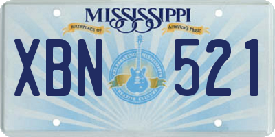 MS license plate XBN521