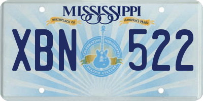 MS license plate XBN522