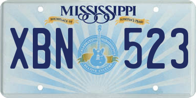 MS license plate XBN523