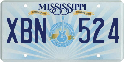 MS license plate XBN524