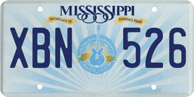 MS license plate XBN526