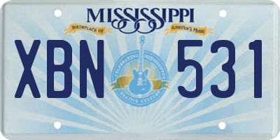 MS license plate XBN531