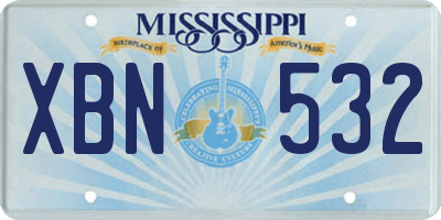 MS license plate XBN532