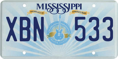 MS license plate XBN533