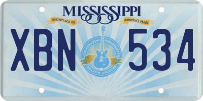 MS license plate XBN534