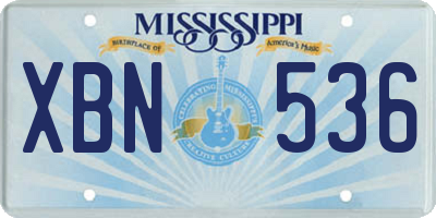 MS license plate XBN536