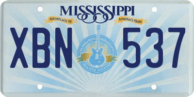 MS license plate XBN537