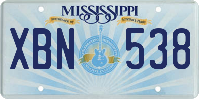 MS license plate XBN538