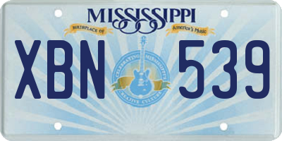 MS license plate XBN539