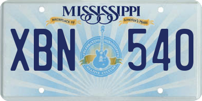 MS license plate XBN540