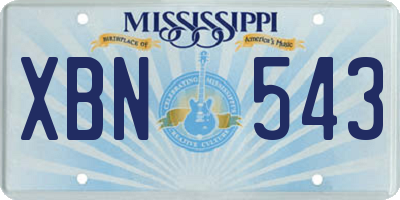 MS license plate XBN543