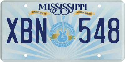 MS license plate XBN548