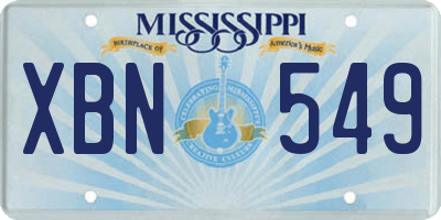 MS license plate XBN549