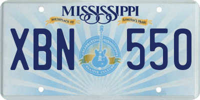 MS license plate XBN550