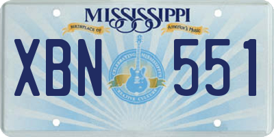 MS license plate XBN551