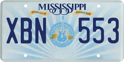 MS license plate XBN553