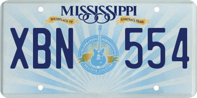 MS license plate XBN554