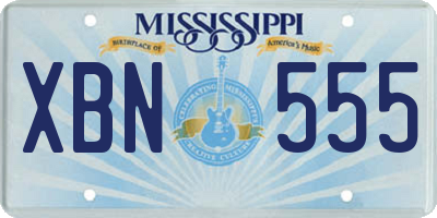 MS license plate XBN555
