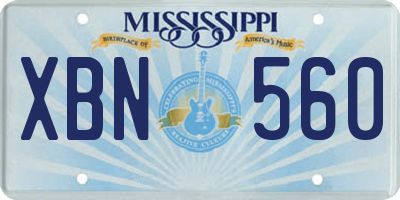 MS license plate XBN560