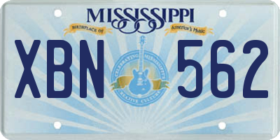 MS license plate XBN562