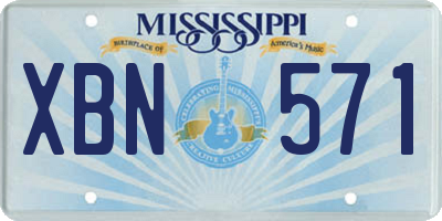 MS license plate XBN571