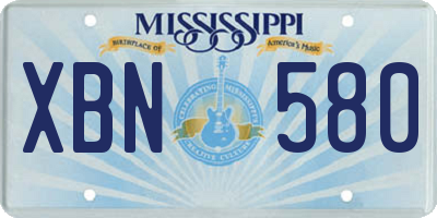 MS license plate XBN580