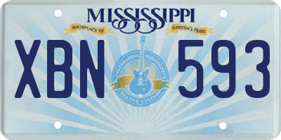 MS license plate XBN593