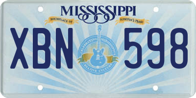MS license plate XBN598